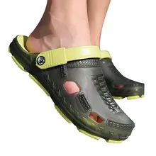 Ocasional dos homens Respiráveis Confortáveis Não-deslizamento Sandálias Ocas Sapatos de Geléia Flip Flops Lazer Rodada Toe Lazer Plana Exterior