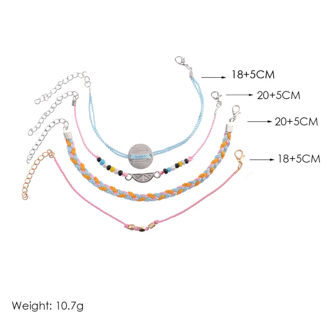 Богемные DIY плетение веревки браслеты Набор для женщин девочек мода Стрелы Мини бисер Шарм модные браслеты ювелирные изделия