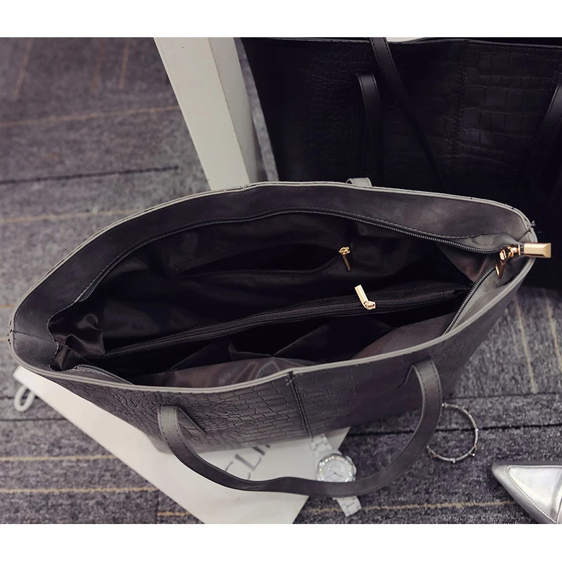  2019 Big New Women Shoulder Bags Alligator Ladies Leather Bags Casual women zipper handbags Famous  - 32674710059