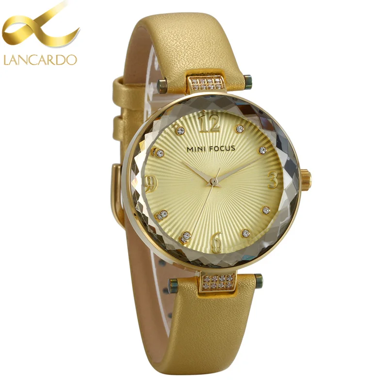 Japan Movt Fashion Women Gold Watches 2018 Luxury Brand Leather Lancardo Ladies Quartz Watch Women Dress Clock Relogio Feminino