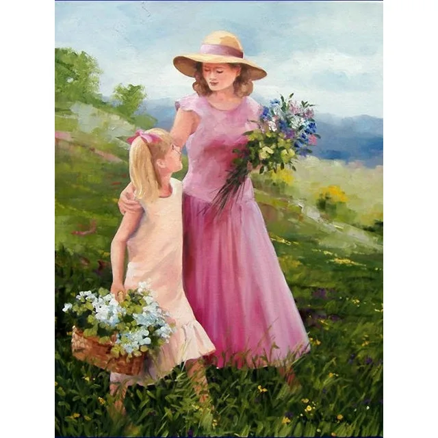 diamond painting Mother and daughter full mosaic | Дом и сад