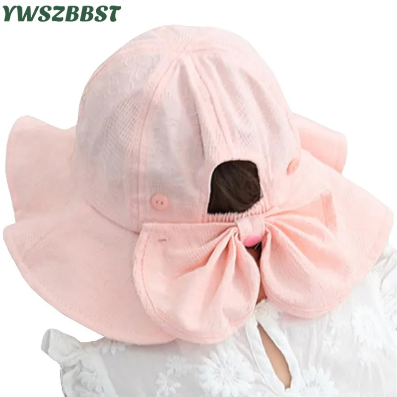 

New Spring Summer Outdoor Baby Girls Hat Bowknot fisherman hat Children Sun Hat Kids Sun Caps Toddler Sunscreen Cap