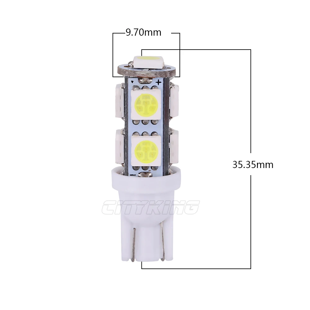 50 шт./лот автомобильные T10 led 9SMD 5050 белая лампочка 194 168 W5W 9led лампа габаритного фонаря W5W 168 клин инструменты для дверцы боковая лампа