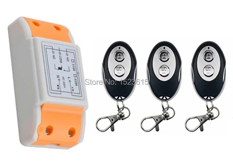

New AC220V 1CH RF Wireless Mini Switch Relay Receiver +3pcs ellipse shape Transmitters for Appliances Gate Garage Door