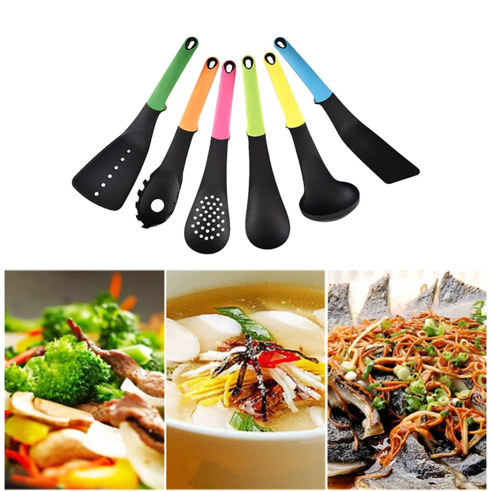 

6pcs/set Nylon Kitchenware Heat Resistant Non-Stick Cooking Spatula Spoon Shovel Kitchen Utensils Cooking Tools