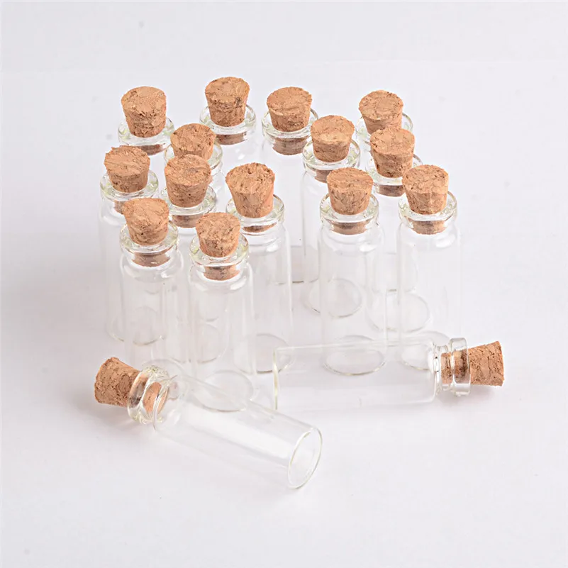 

100 pcs 2 ml Mini Bayonet Glass Jars Pendants Clear Transparent Glass Bottles With Cork Wishing Bottles Charms New Arrival