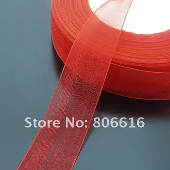 

25MM 50Yard Red Silk Thread Ribbon Riband Band Woven Cords Hair Jewelry Findings