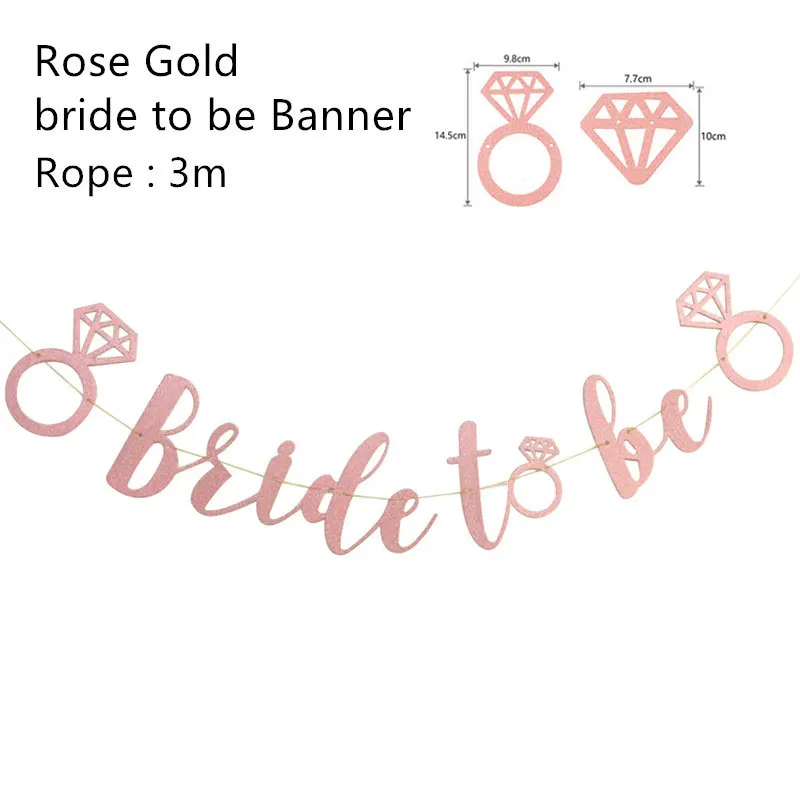 Rose Gold Banner Розовое золото буквы "Bride to be" шар Mr Mrs Свадебные украшения кольцо с бриллиантом для воздушных шаров, девичник принадлежности для вечеринки-девичника - Цвет: Rose Gold Banner