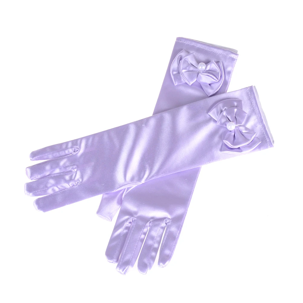 Многоцветный подарок на день рождения для девочек предметы для вечеринки принцессы Детский Атласный Костюм Перчатки для стрельбы из лука Аксессуары для косплея - Цвет: Lilac
