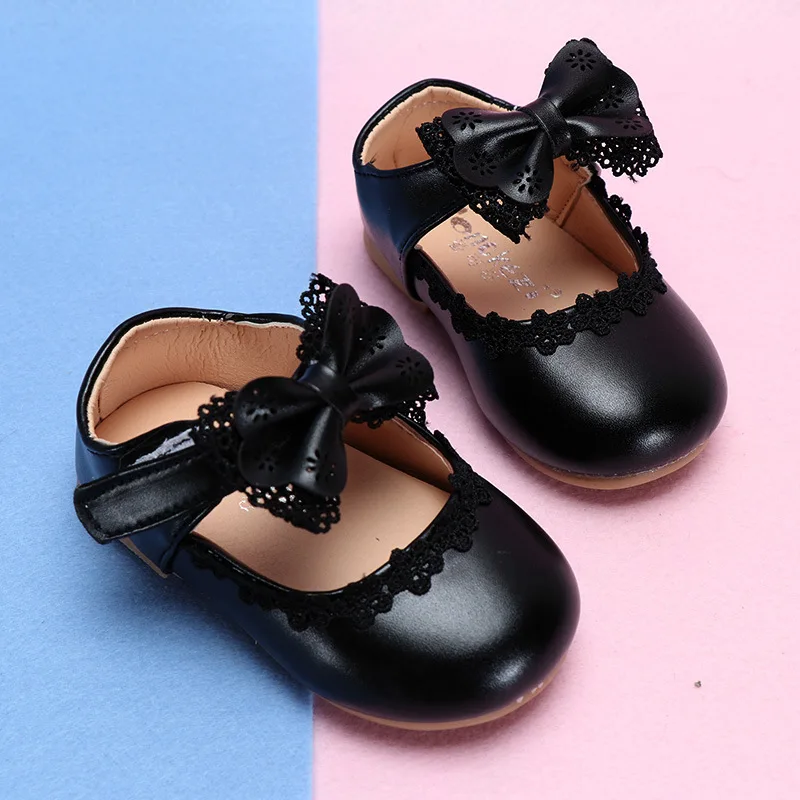 COZULMA Baby Girls Princess Lace Bowtie Casual Shoes Spring Summer Kids Flat Shoes Children Soft Sole Slip-on Shoes Size 15-30