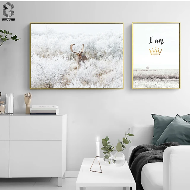 Nordic Herten Muur Posters en Prints, dier Canvas Schilderij voor ... Nordic Herten Muur Posters en Prints, dier Canvas Schilderij voor ...