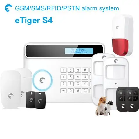 S4 set 7 Nameable 50 зон охранной сигнализации etiger S4 gsm сигнализация датчик двери датчик движения датчика уровня воды датчик дыма сирена - Цвет: S4 set 7