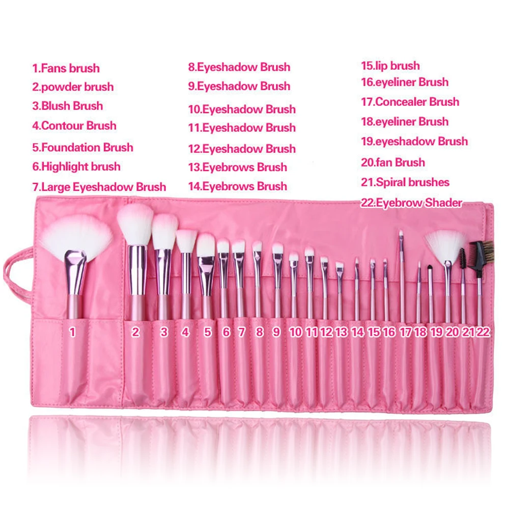Pincéis de Maquiagem Coleção com Case Kit de Ferramentas Moda Estilo Conjunto Macio Pro Cosméticos Rosa Make-up Escova pó Fundação 22 Pçs 4 coleção com caso rosa make-up escova conjunto pó fundação