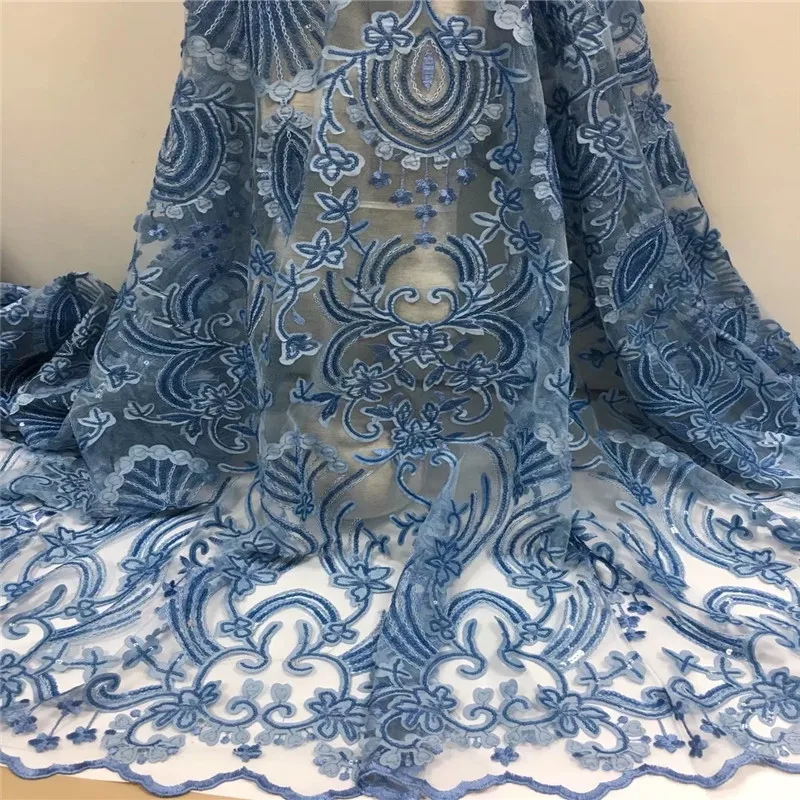 

High-end fashion French Lace Fabric High Quality African Tulle Embroidered flower transparent net Lace Fabric For Wedding yd13