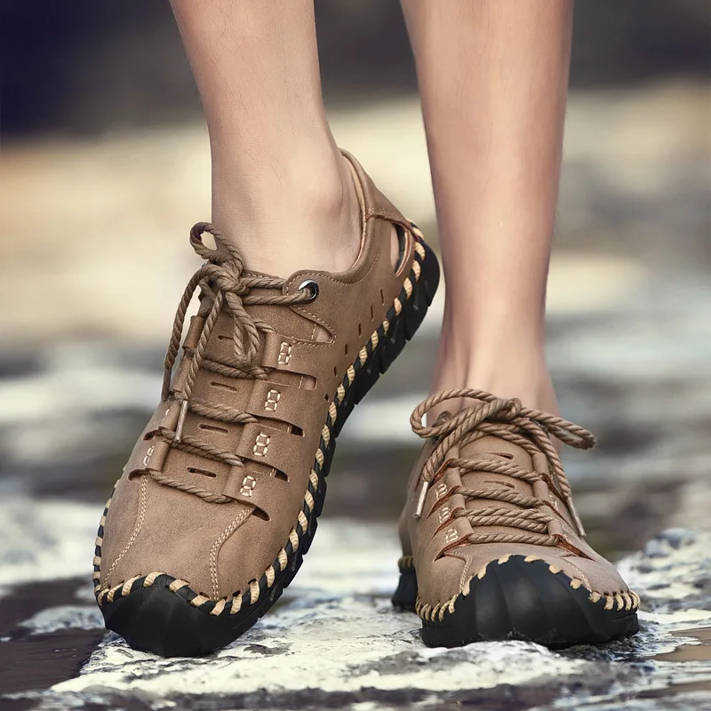 

Spring and Autumn New Leisure Hand-sewn Bottom Hollow Air-permeable Bean Shoes