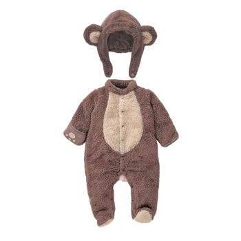 

2018 New baby romper Newborn baby girl and boy clothes Cartoon warm spring/winter hooded outerwear