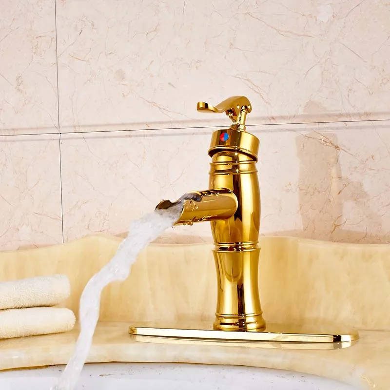 

Free Shipping Bathroom Sink Faucet Single Handle/Hole Mixer Tap With Cover Plate