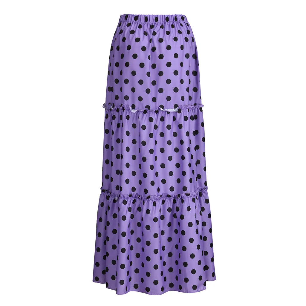 Chamsgend длинные юбки с принтом, Женская юбка макси, юбки для женщин размера плюс, высокая талия, узор в горошек, гофрированная плиссированная юбка# 4ZI