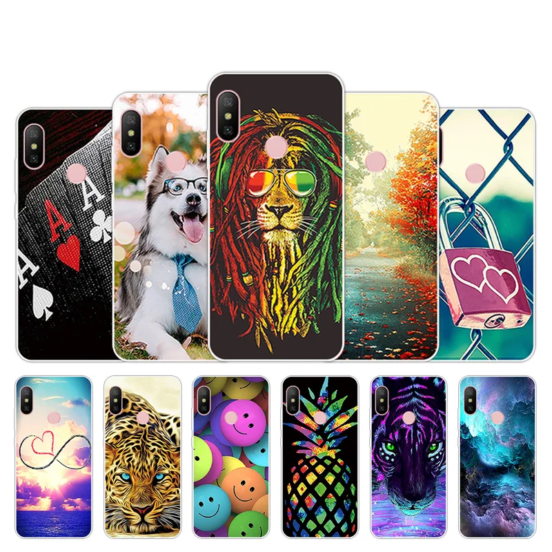 

Phone Case For Xiaomi Redmi 6 Pro Soft TPU Silicone Black Matte Back Cover 5.84 inch for Xiaomi Mi A2 Lite Smile Design Coque