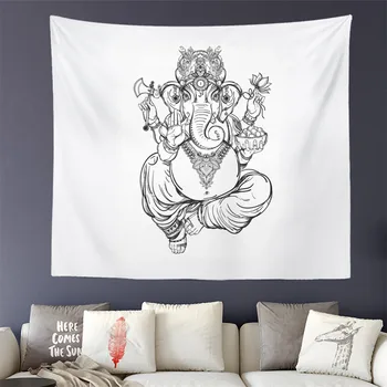 

Buddhism Elephant Tapestry Cartoon Animal Wall Hanging Indian Pattern Wall Carpet Girls Yoga Mat Polyester Home Textile