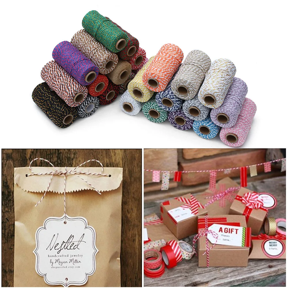 

100 Meters/Roll 2ply Bakers Twine String Cotton Cords Rope for Handmade Christmas Gift Packing DIY Craft Projects Home Decor
