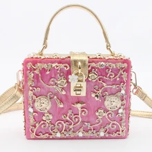 Вечерняя сумочка со стразами цветочный клатч для выпускного вечера, акриловый замок для урны, Роскошная сумочка, сумка для банкета вечерние сумочки с ручкой сверху