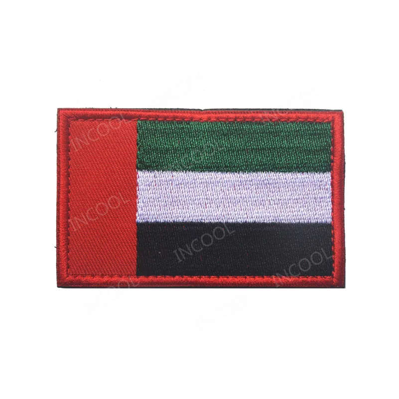 Флаг ОАЭ вышитые нашивки тактический военный боевой дух нашивки ткань для аппликации эмблема ОАЭ вышивка флаги - Цвет: Red Outline