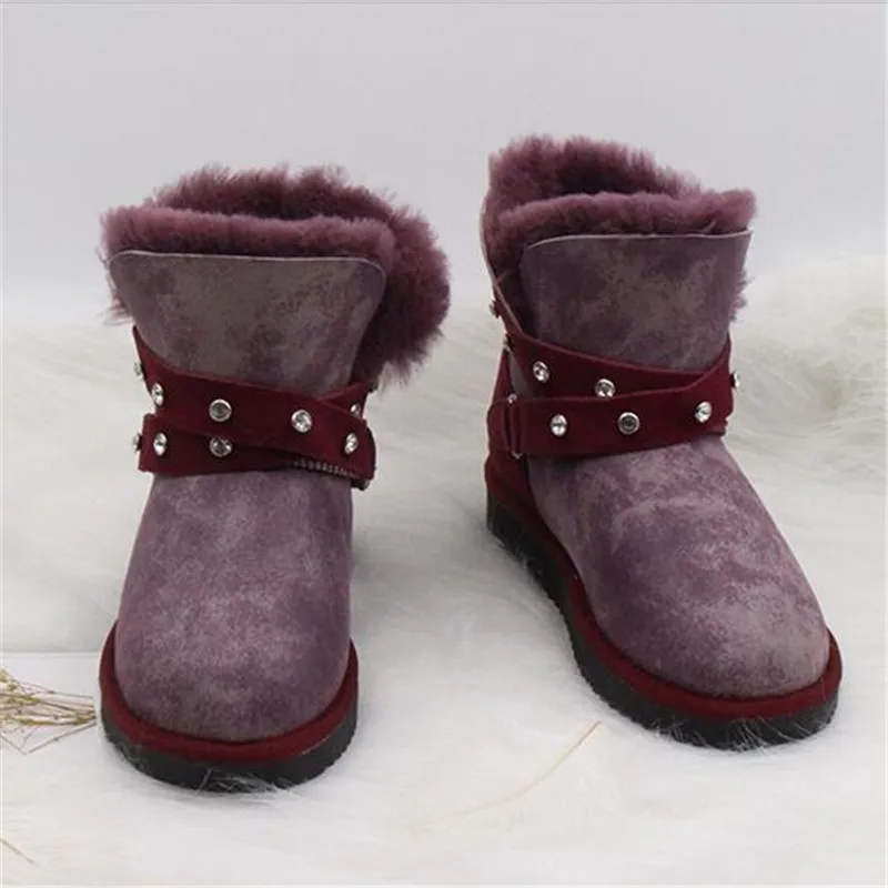 

Natural Wool Sheepskin 2018 New Arrival Women Boots Women's Real Fur Genuine Sheepskin Leather Snow Boots Women Shoes