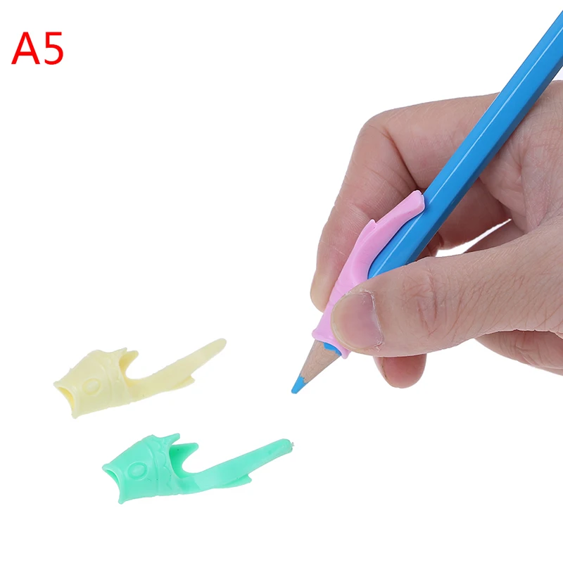3 шт силиконовый Детский обучающий инструмент для письма, ручка для письма, устройство для коррекции, Детские канцелярские принадлежности, подарок - Цвет: A5