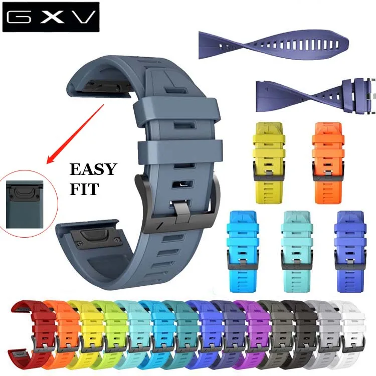 

GXV 26mm High Quality Silicone Easy Fit Strap for Garmin Fenix 5X/5X Plus/3/3 HR Watch Band Quick Release Watch Wrist Band
