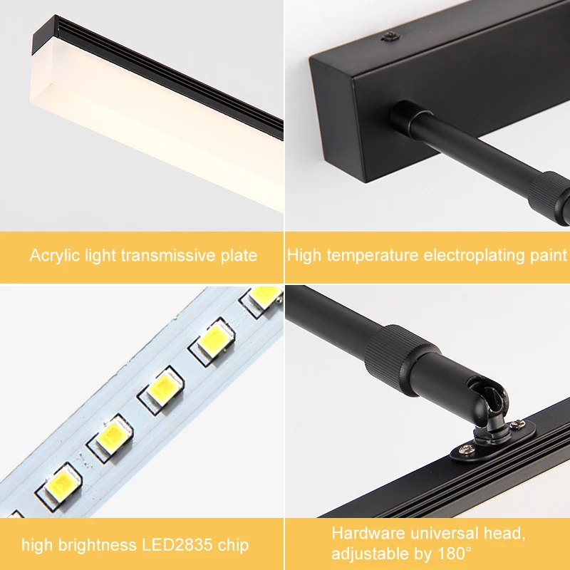 Современный светодиодный светильник для зеркала 9 Вт-20 Вт AC90-260V настенный промышленный настенный светильник для ванной комнаты водонепроницаемый из нержавеющей стали ZJQ0015