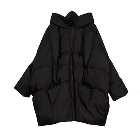 Бренд высокого качества весна зима женские пуховики средней длины свободные пуховые пальто женские зимние пальто размера плюс O375 - Цвет: Черный