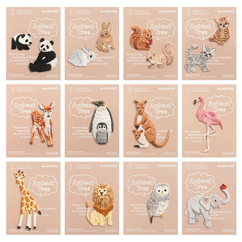 Cute Panda Flamingo Patches For Clothing Iron On Embroidered Jacket Appliques Cartoon Animal Patches Stickers DIY Handmade