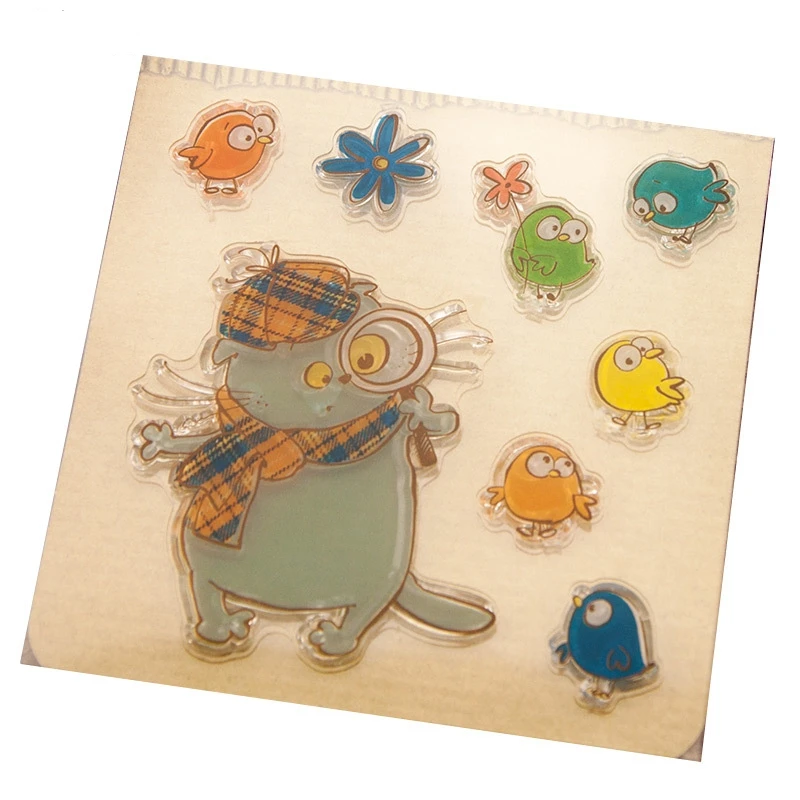 

Colorful bird flower Transparent Stamp for Scrapbook DIY kids Gifts Scrapbooking Photo Album Cards Decoration