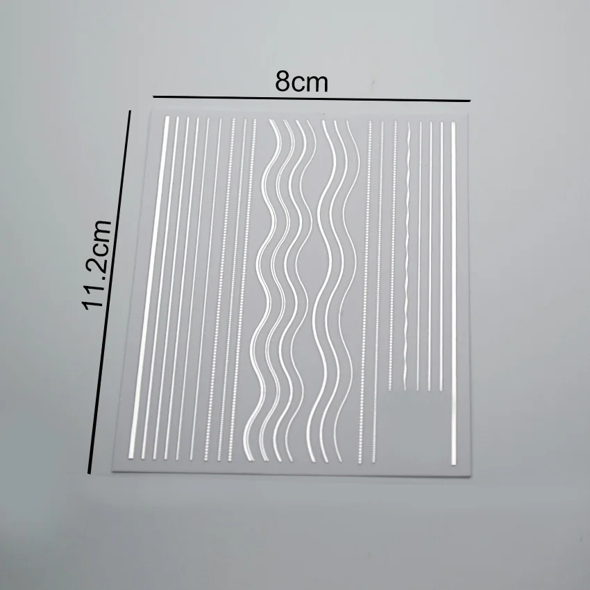 1 шт полоски волнистые линии наклейки для ногтей 3D Металлические многоразмерные волнистые полосы Декоративные наклейки для ногтей клейкие наклейки ZJT3016