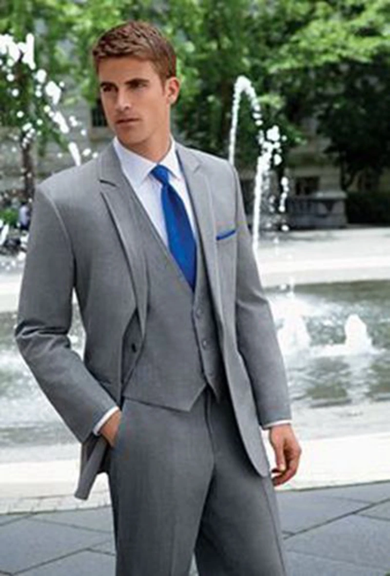 

Tailor Made Grey Wedding Suits for Men Blazer Custom Designers Groomsmen Tuxedo Formal Groom Summer Slim Fit Suits Prom 3 Pieces