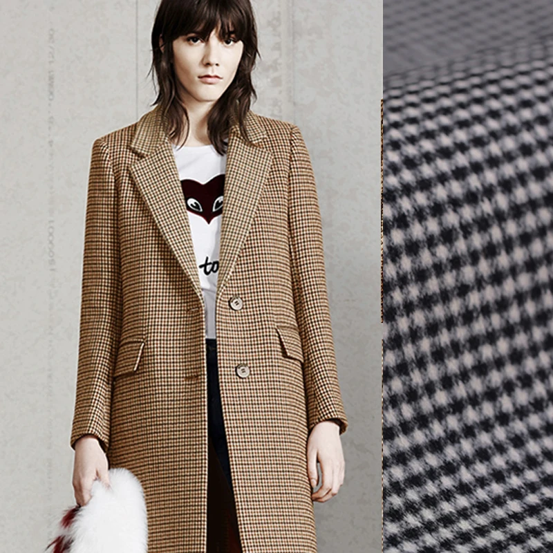 

150CM Wide 850G/M Two-colored Brown Black Thick Wool Fabric for Autumn and Winter Outwear Overcoat E501