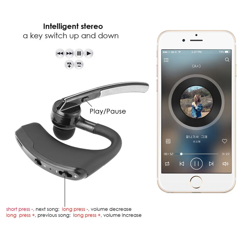 Bluetooth Sport Stereo earphone Handsfree for Business Trucker Driving Wireless Earpiece for xiaomi for iphone for Samsung