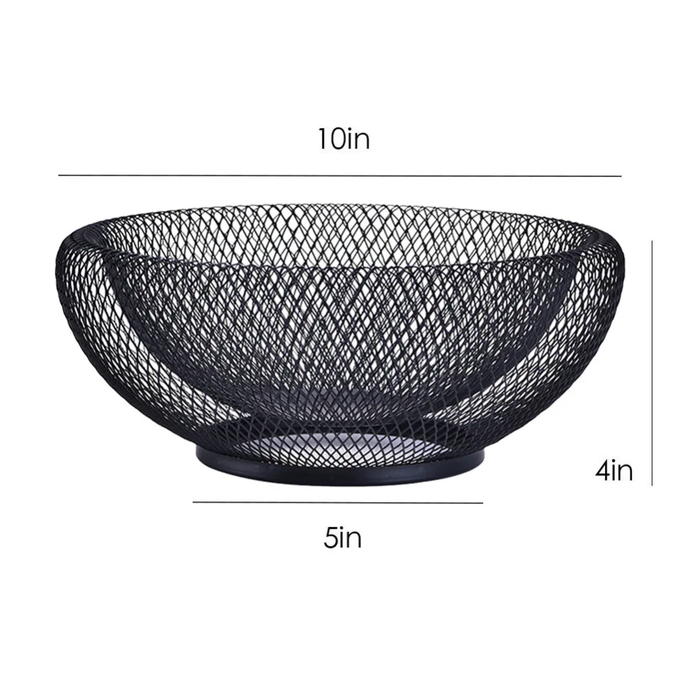 Креативная корзина для фруктов, миска, двойной слой, Металлическая черная сетка, столешница, художественная подставка для овощей, стеллаж для хранения