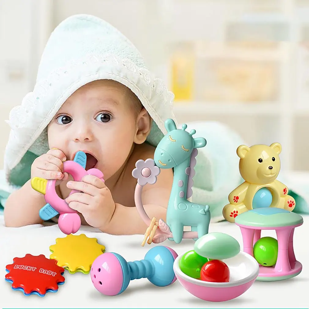Newborn Rattles Toy Hand Bell Toddler Infant Rings Interactive Cute