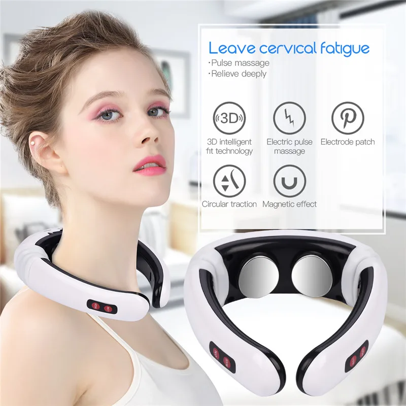 Electric Pulse Neck and Back Massager Cervical Vertebra Impulse Massage Physiotherapeutic Acupuncture Magnetic Pain Relief Tool
