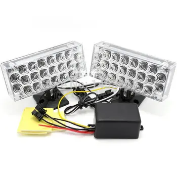 

One Set 22LED Blue&Red Strobe Car Grill Daytime Running Light Flash Emergency Warning Strobe LED Light Car front grille auto 12V
