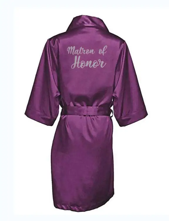 Plain Satin Robes Women Wedding Robe Bride Bridesmaid Robes Dressing Gown Silk Robe Slipper