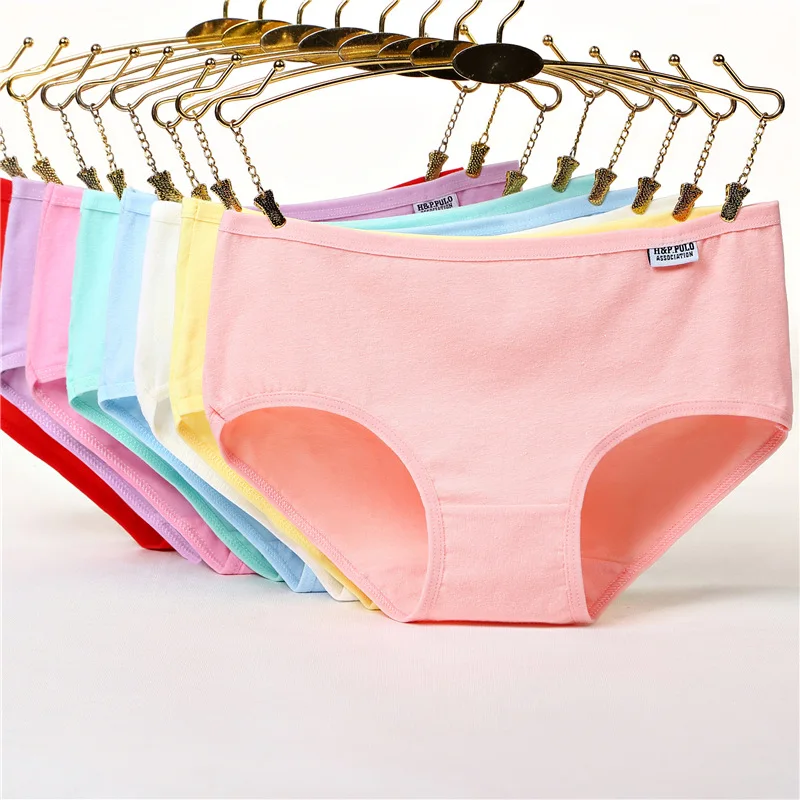 

New solid color girl underwear women's underwear cotton triangle candy color student cotton women tangas women sexy underwear