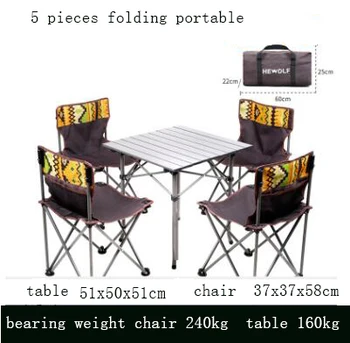 

Outdoor Folding Table and Chair 5 Pieces Portable Storage Wild Camping Leisure Table Stool Combination set