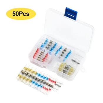 

50pcs Waterproof Wire Connector Solder Sleeve Heat Shrink Terminal Waterproof Insulated Terminals With Box