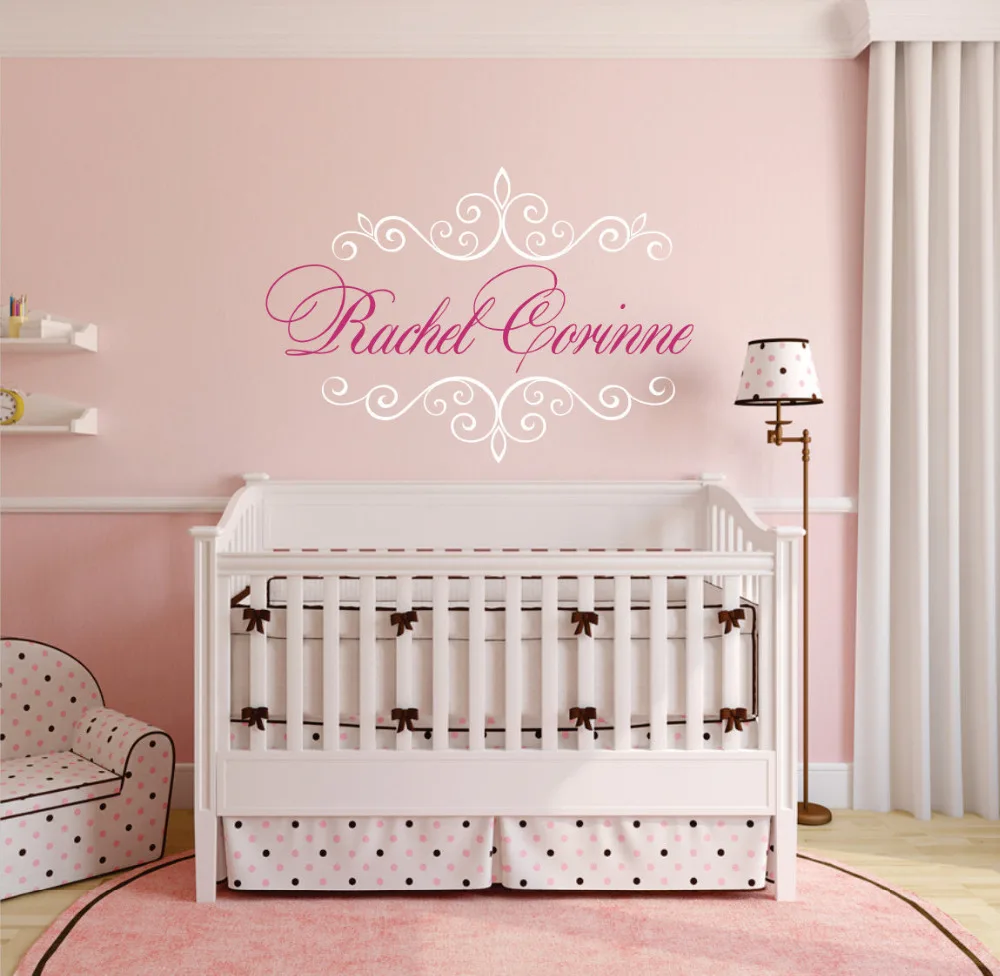 

Personalized Name Nursery Vinyl Wall Stickers For Princess Room Removable Wall Decals Home Decor Girls Room Creative Decal