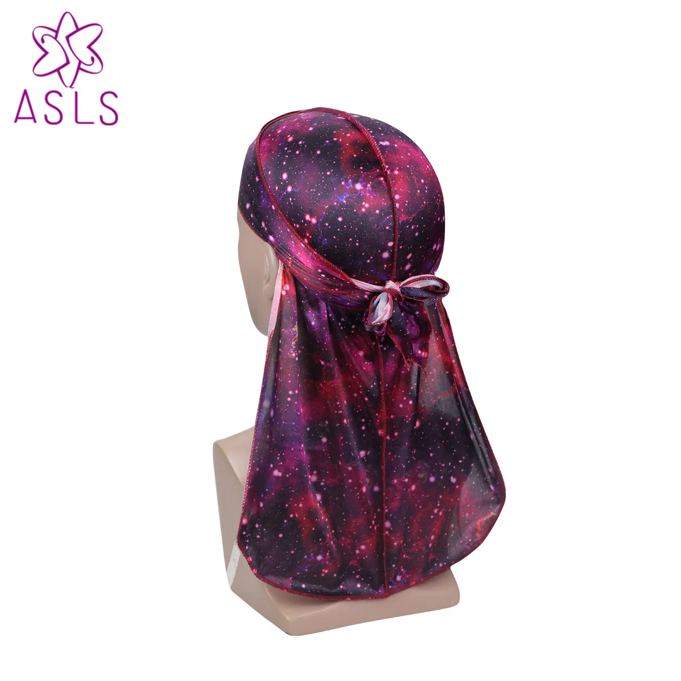 New Dazzling Galactic Galaxy Star Patterns Silky Durag Turban Hat Wigs Durags Doo Rag Headwrap Biker Pirate Hat Hair accessories