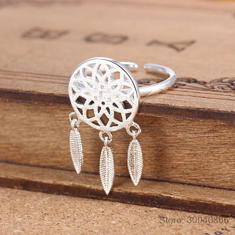 Кольца из стерлингового серебра 925 для женщин Ловец снов перьевой кисточкой размер кольца ювелирные изделия Bague anillos S-R211