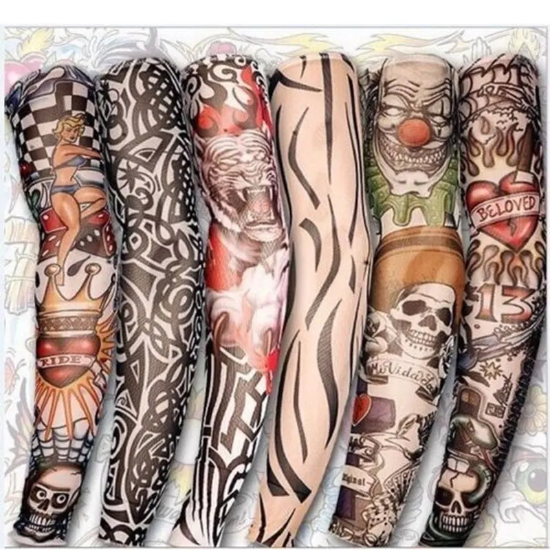 2 шт новая нейлоновая эластичная фальшивая, временная татуировка рукава дизайн боди-арт Чулки татуировки для крутых мужчин женщин КС